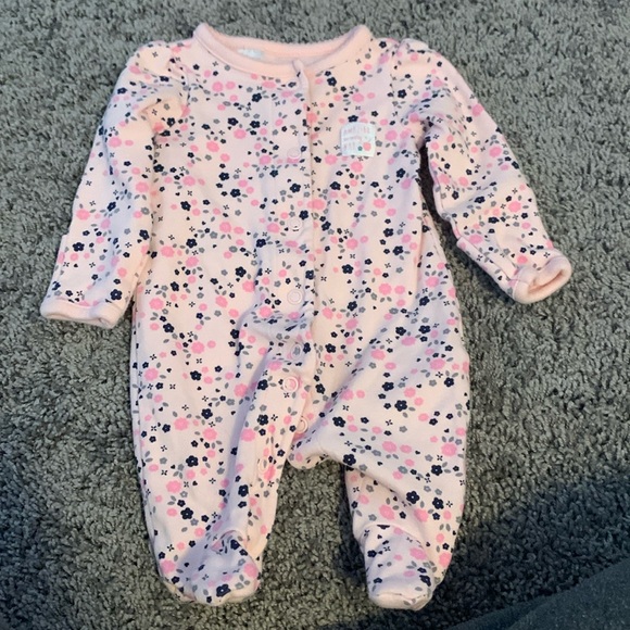 Simple Joys Pink Floral Button Sleeper Newborn EUC - Picture 1 of 5